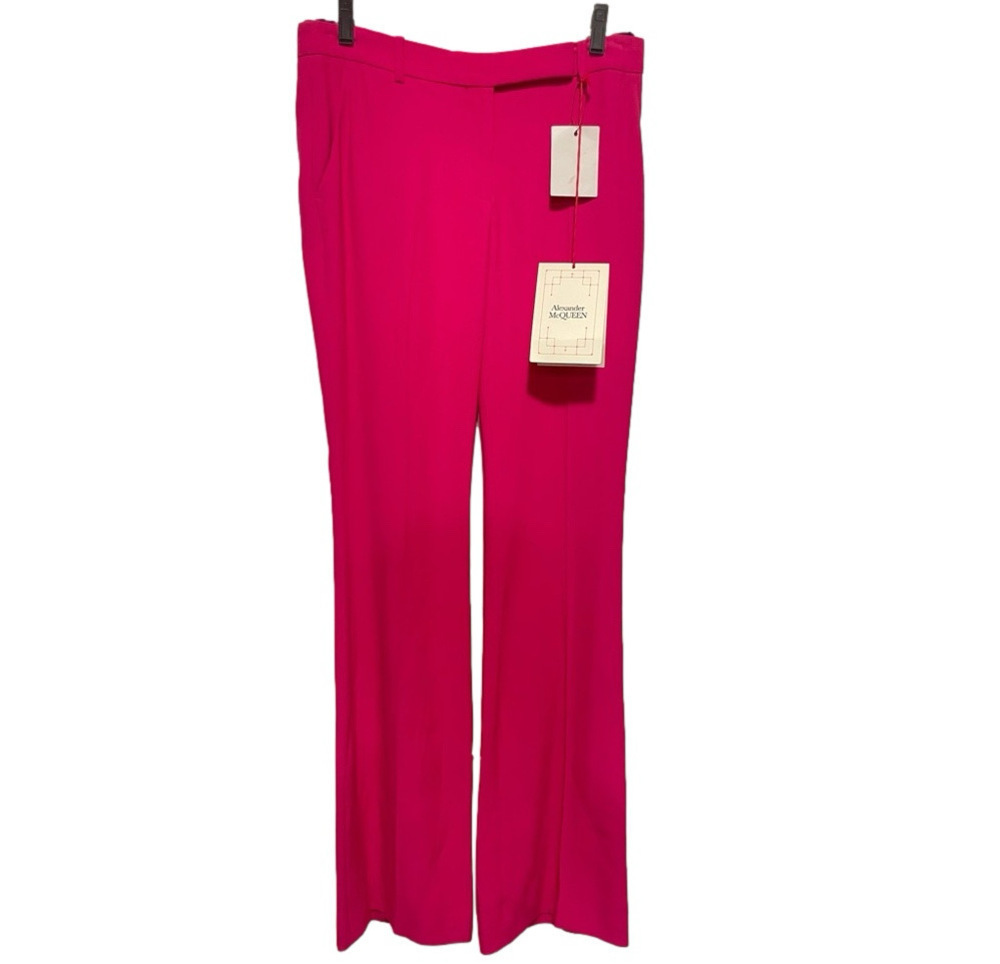 Alexander McQueen Pink Wide Leg Trousers Pants Women's 40 Luxury Capsule NWT